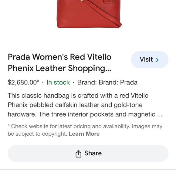 Prada Red Large Vitello Phenix Leather Shopper, 2-way shoulder bag, EUC - Picture 12 of 14